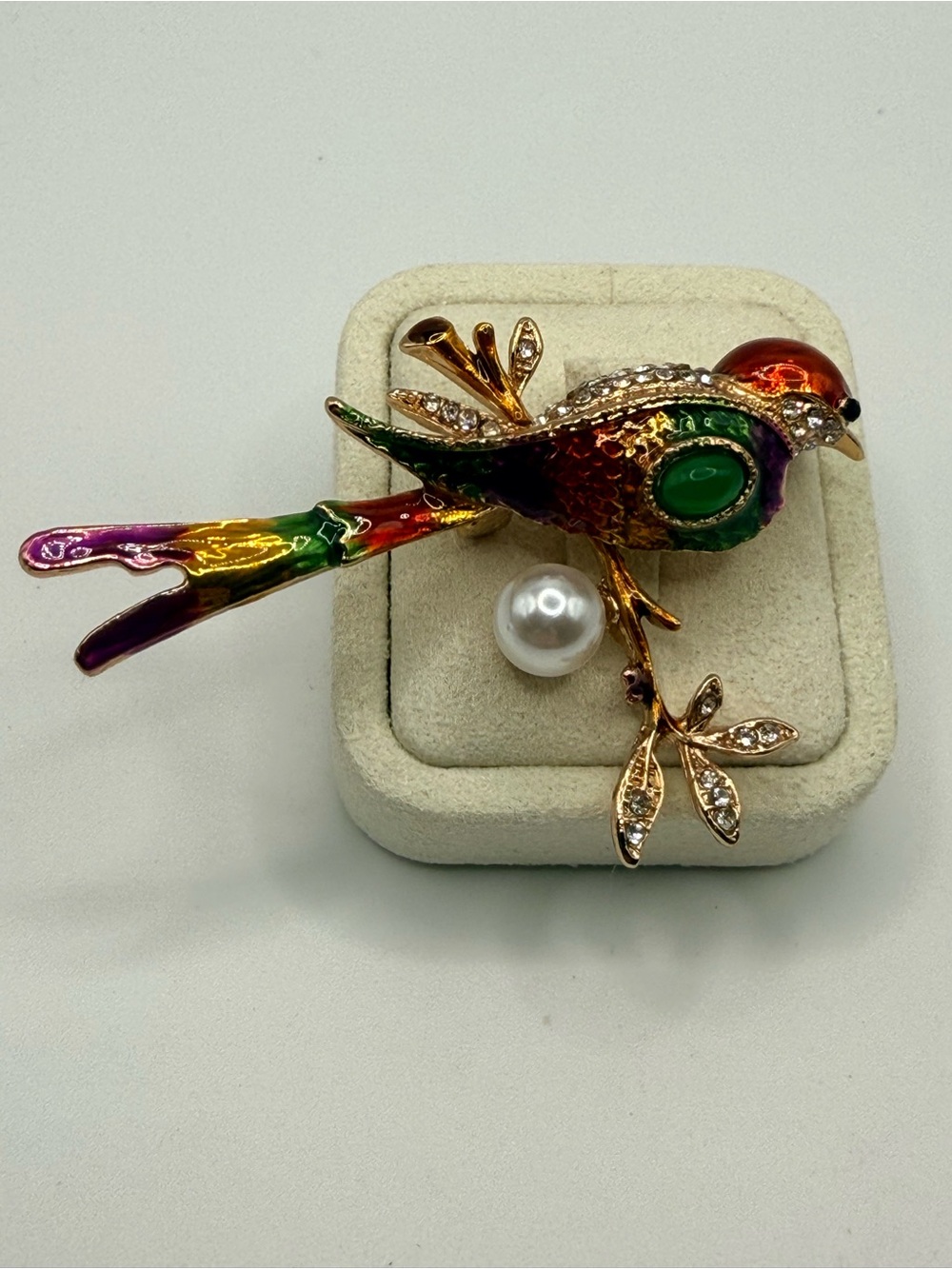 Enameled‎ Rhinestone Bird Brooch